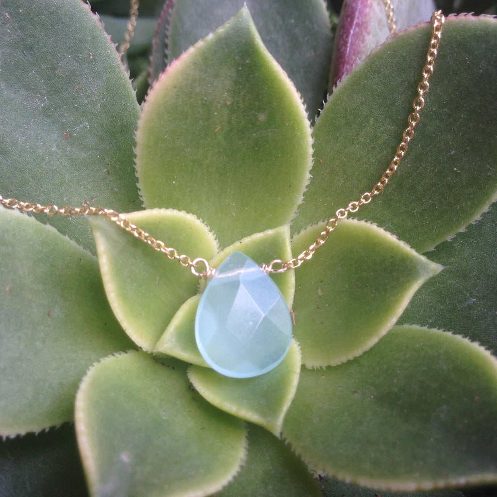 Aqua Glass Teardrop