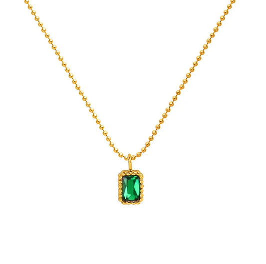 Small Green CZ Necklace