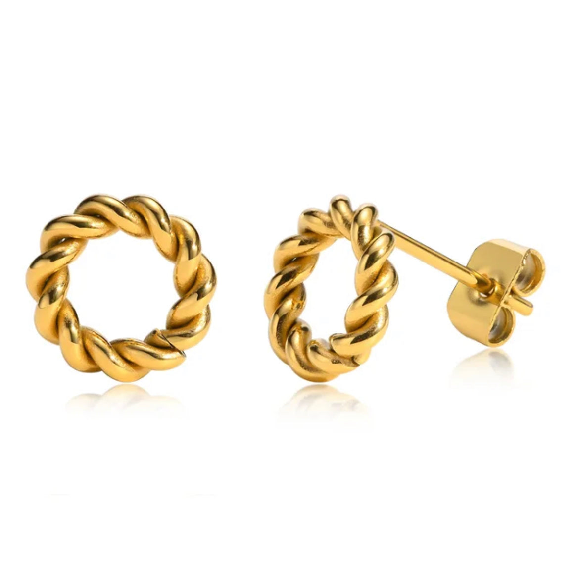 Circle Twist Hoop Stud Earrings – Friction Jewelry Inc