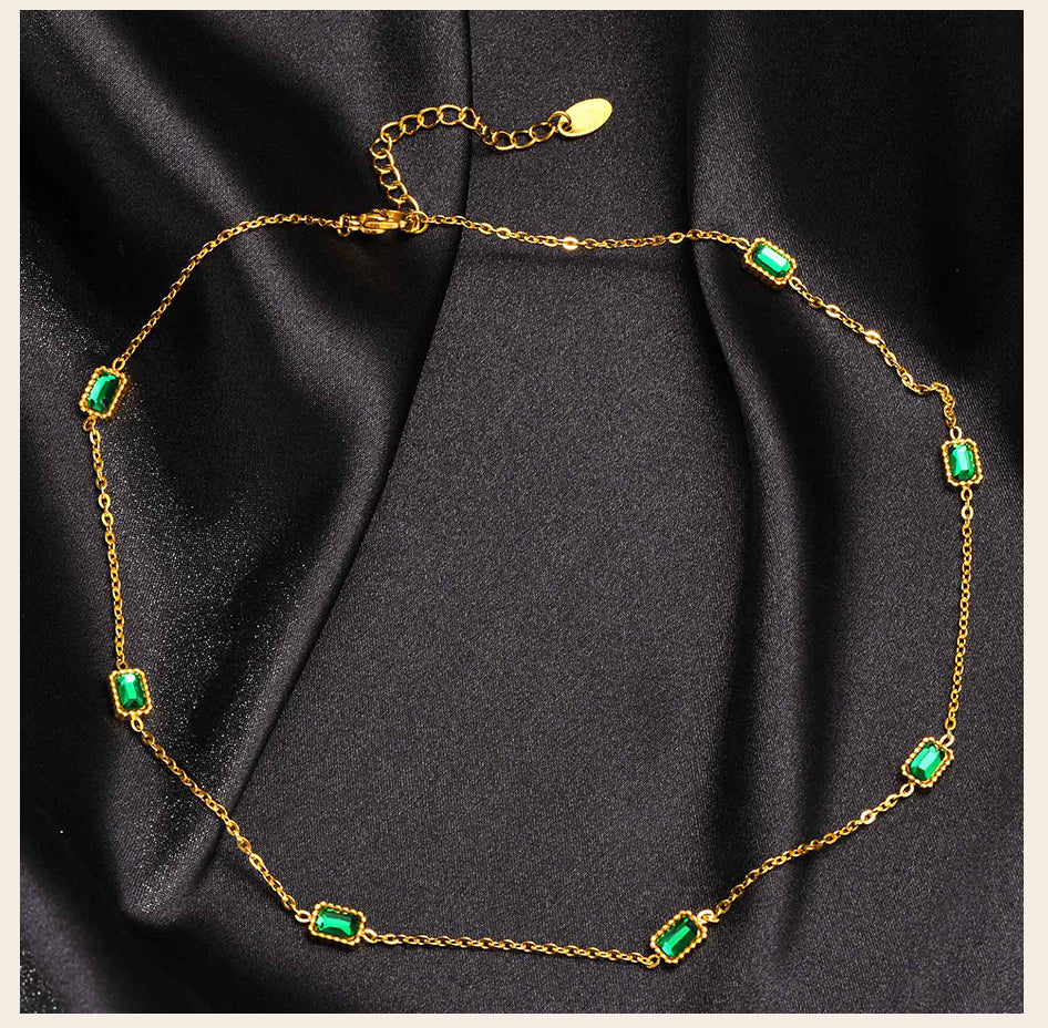 Downtown Green CZ Necklace