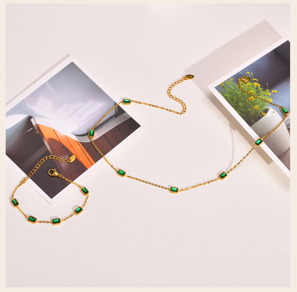 Downtown Green CZ Necklace