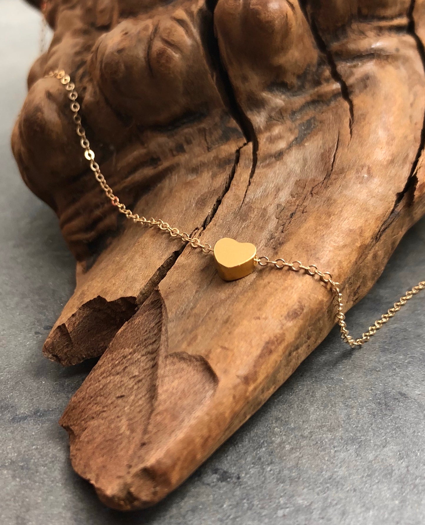 Gold Mini Heart Bead Necklace