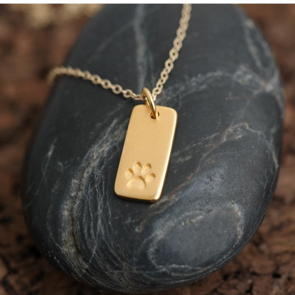 Pawprint Teardrop Solid 14k Gold Pet Cremation Necklace