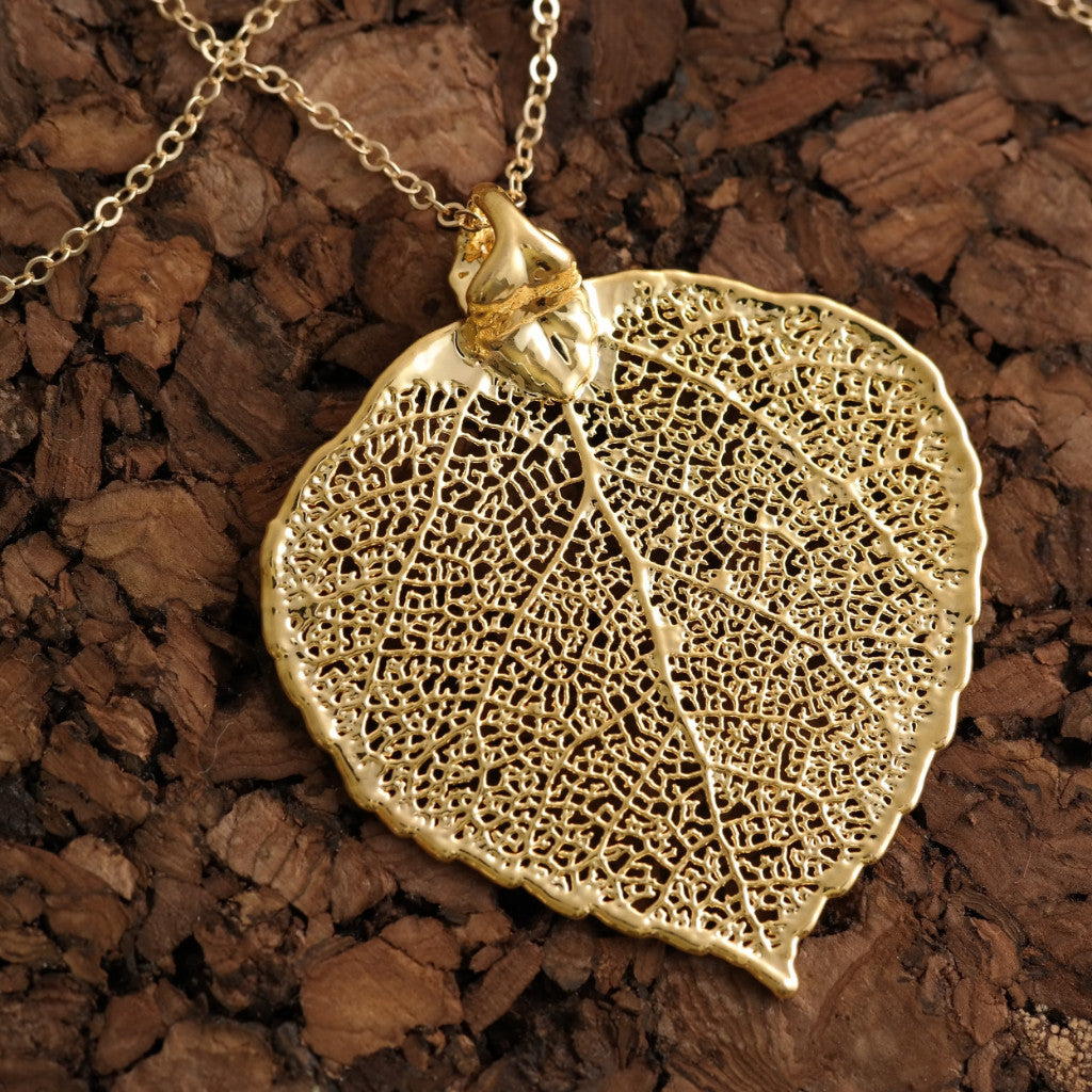 Aspen Real leaf necklace