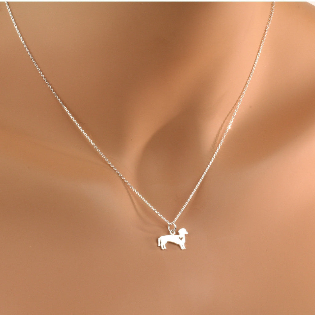 Dachsund Weener dog necklace silver