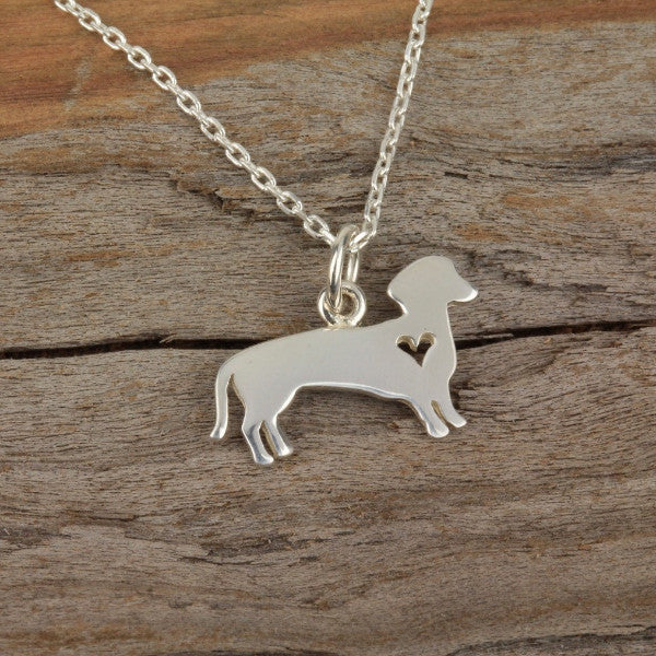 Dachsund Weener dog necklace silver