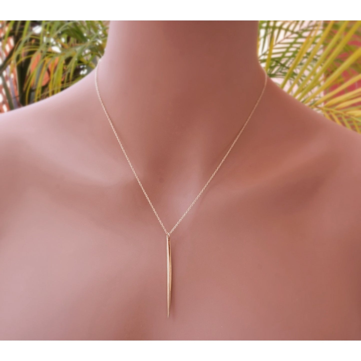 Long Gold Spike Necklace