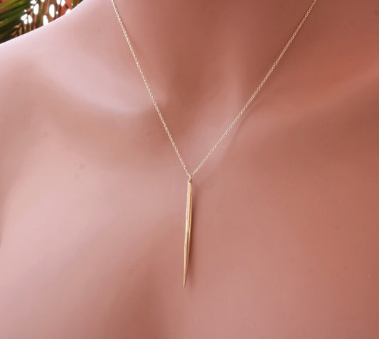Long Gold Spike Necklace