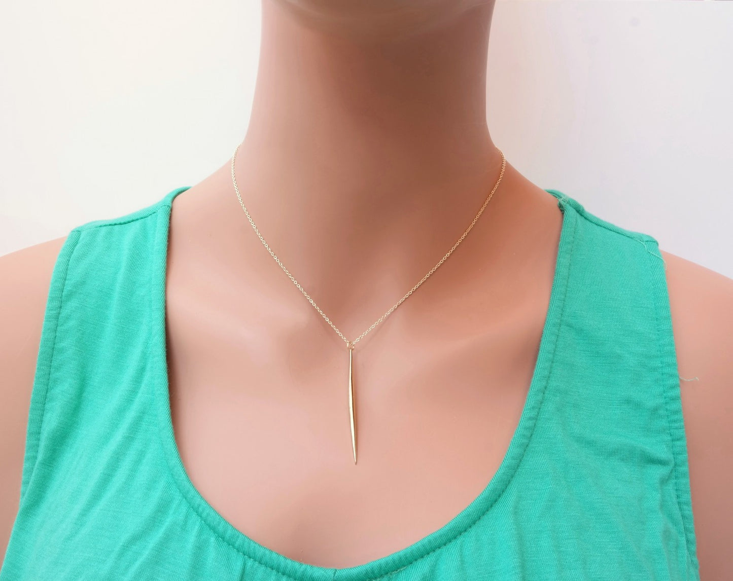 Long Gold Spike Necklace