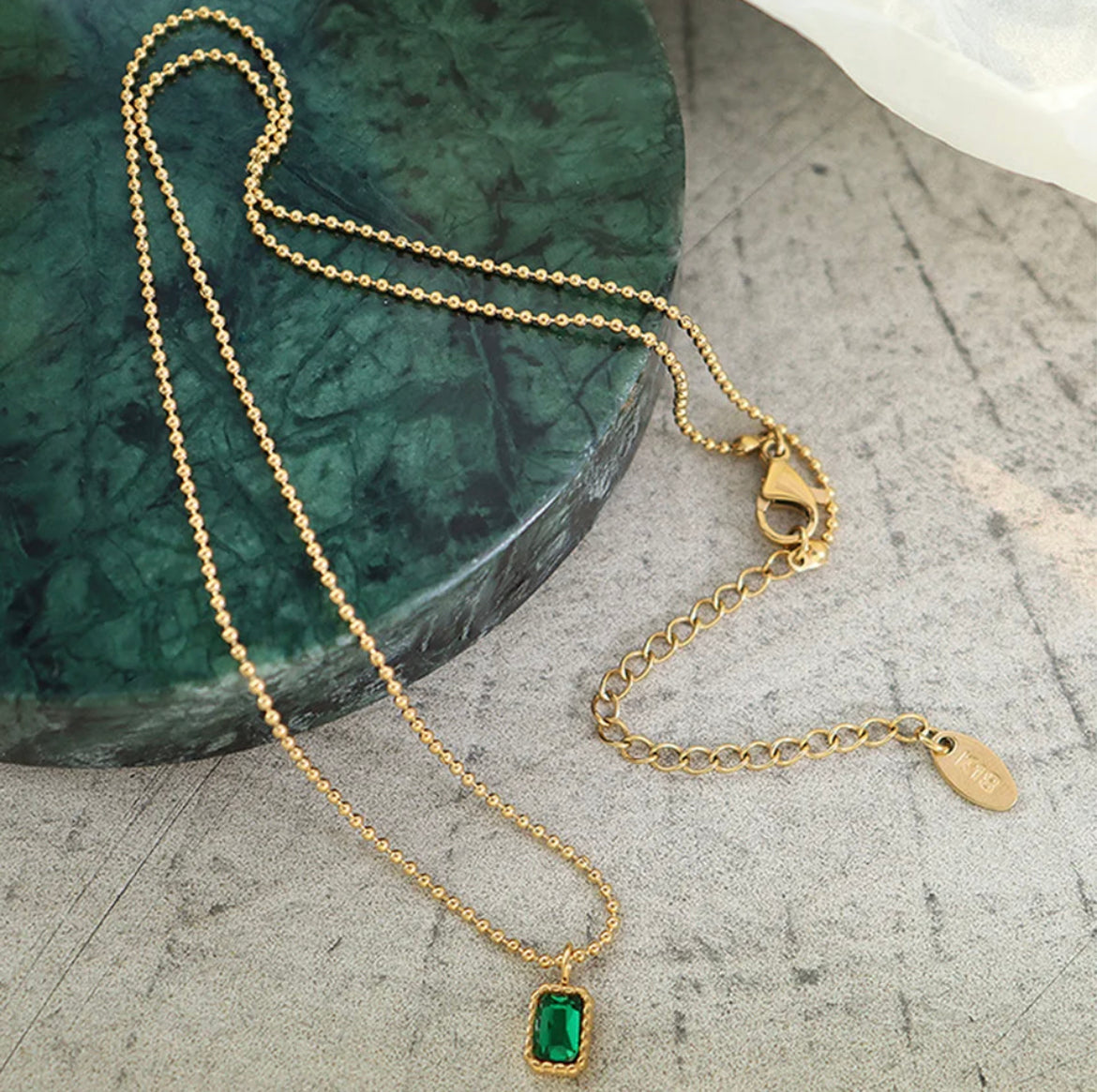 Small Green CZ Necklace