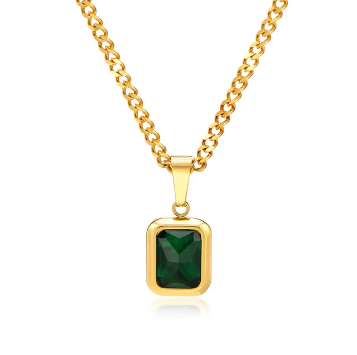 Green Square CZ Necklace