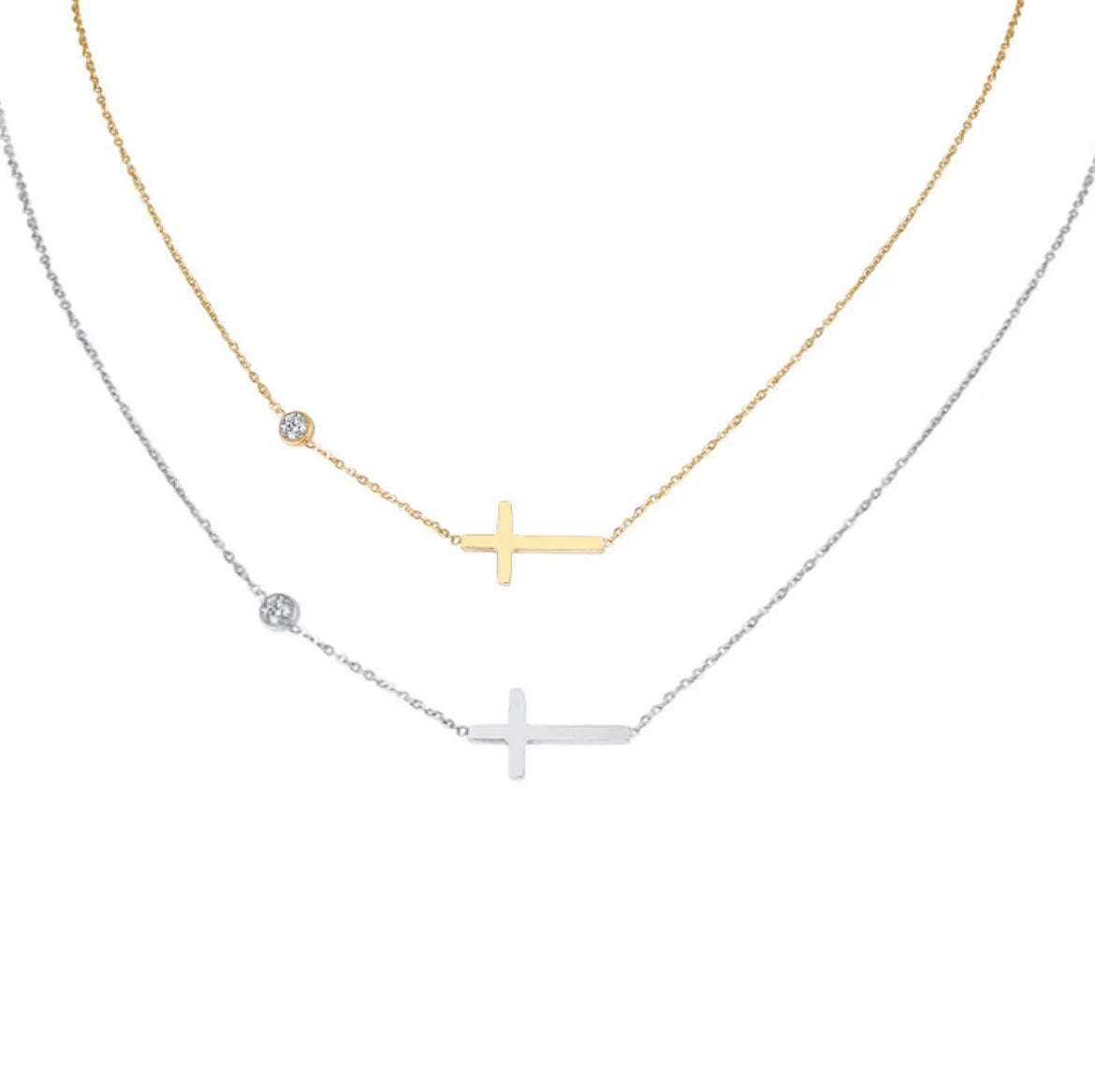 Sideways Cross Necklace