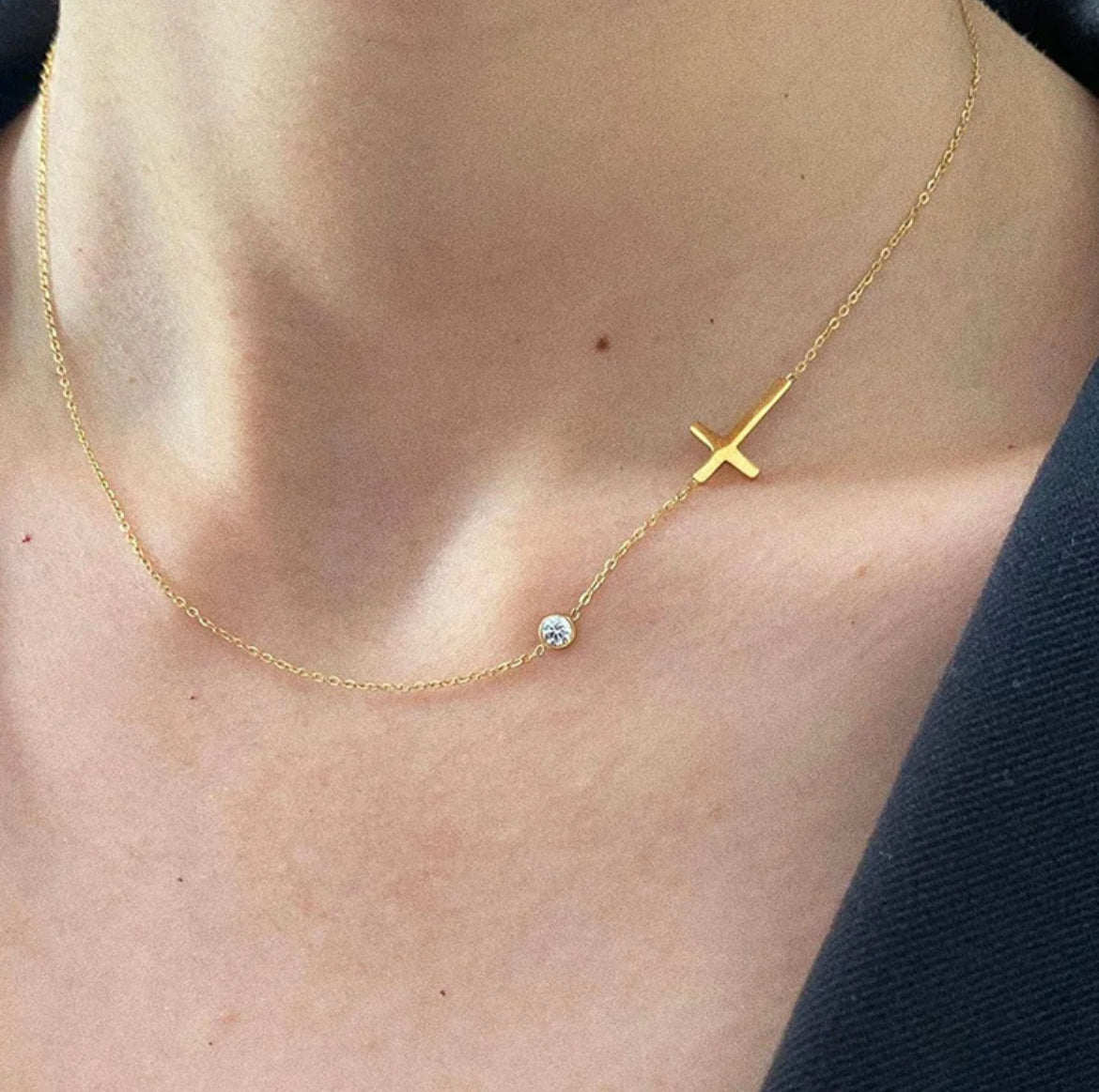 Sideways Cross Necklace