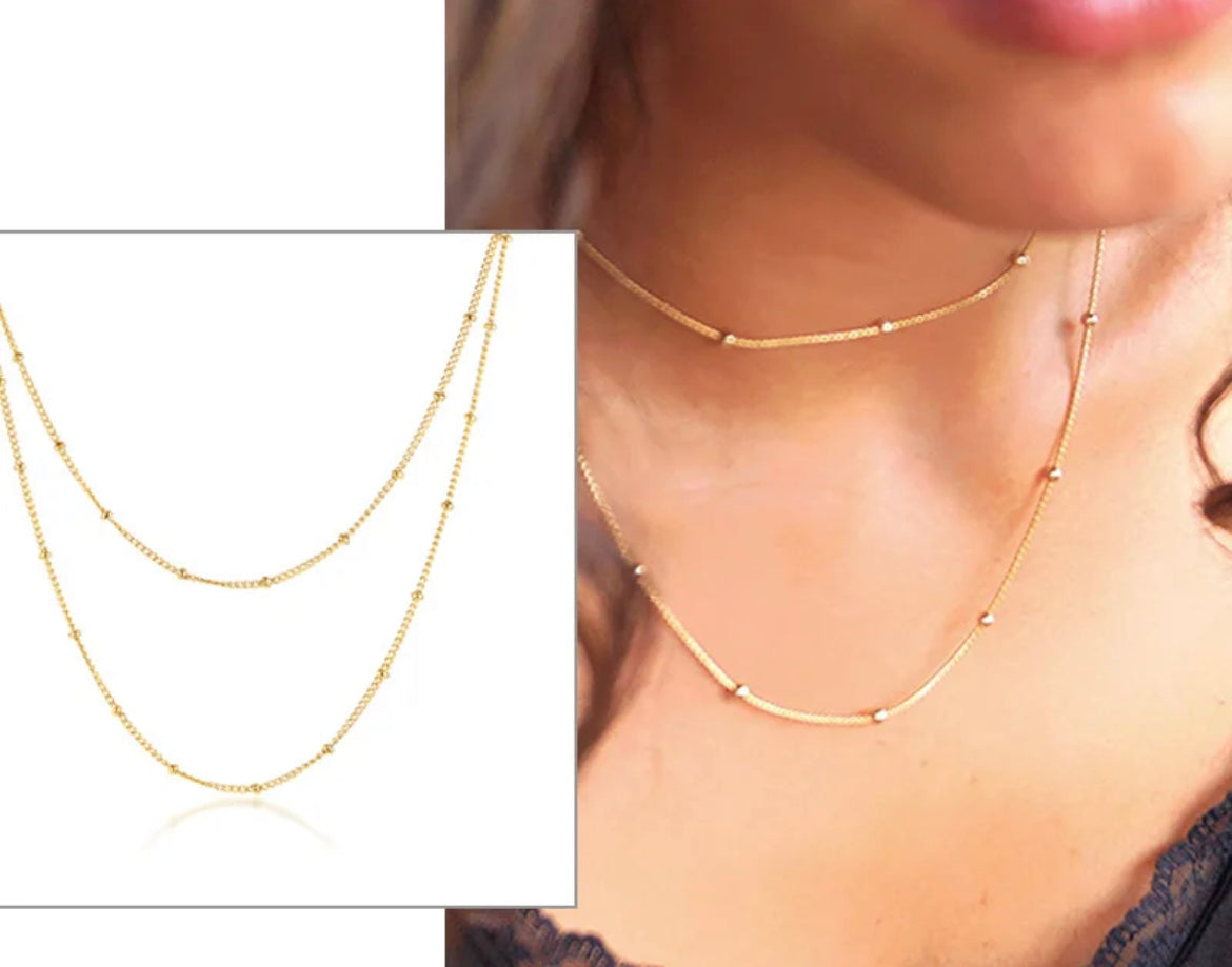 Double Layer Satellite Chain Necklace