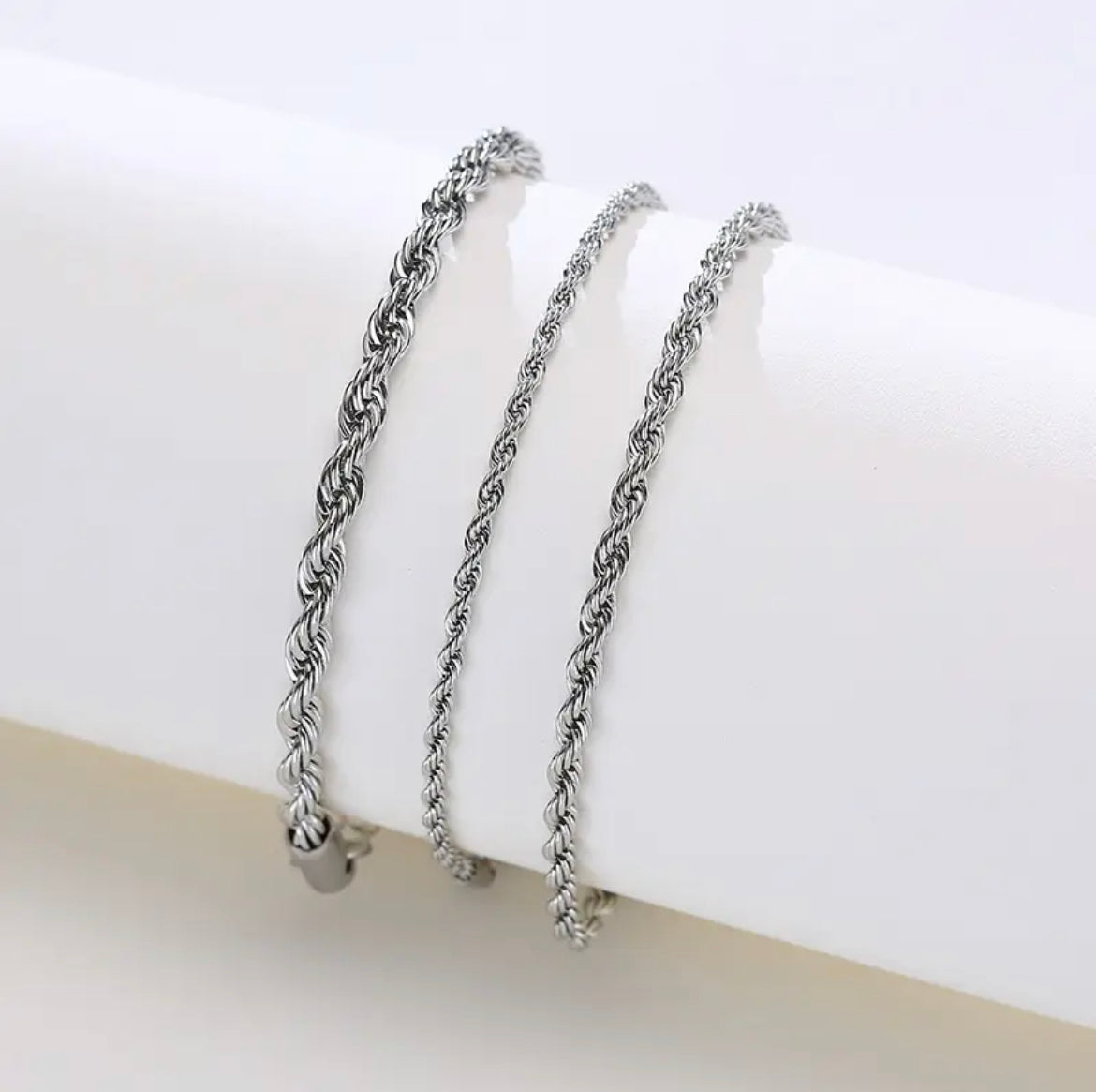 Silver Twist Rope Chain Bracelet