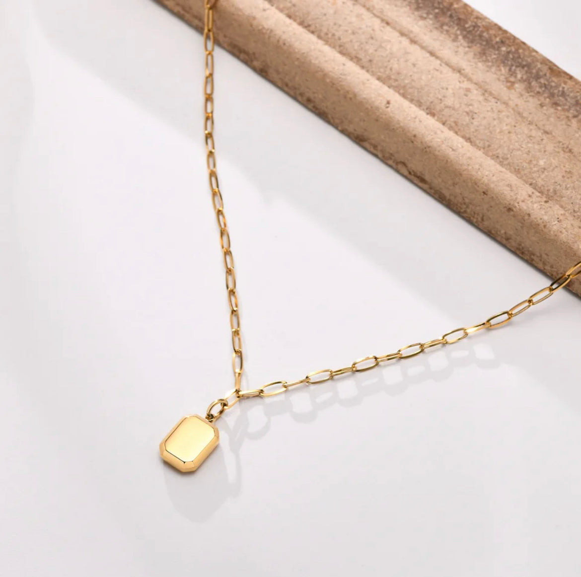 14k Solid Gold Engravable Rectangular Pendant for Women – NORM JEWELS