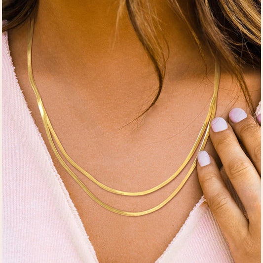 Thin Double Layered Herringbone Necklace