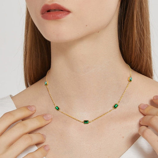 Downtown Green CZ Necklace