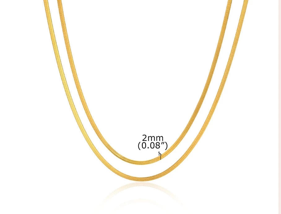 Thin Double Layered Herringbone Necklace