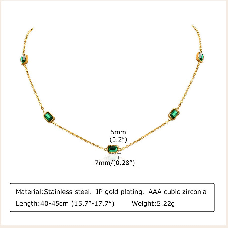Downtown Green CZ Necklace