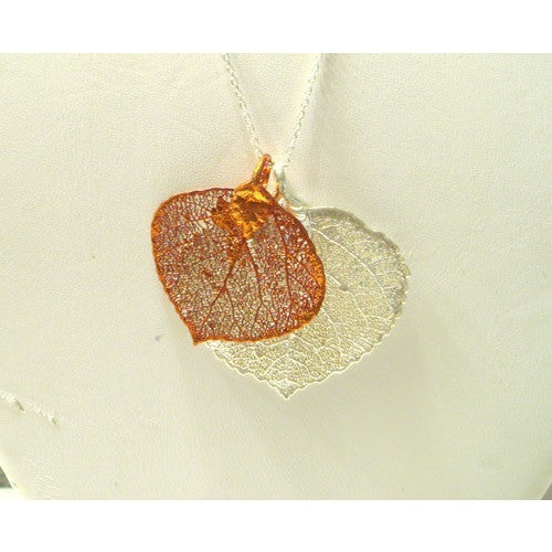 Double Aspen Real Leaf Necklace