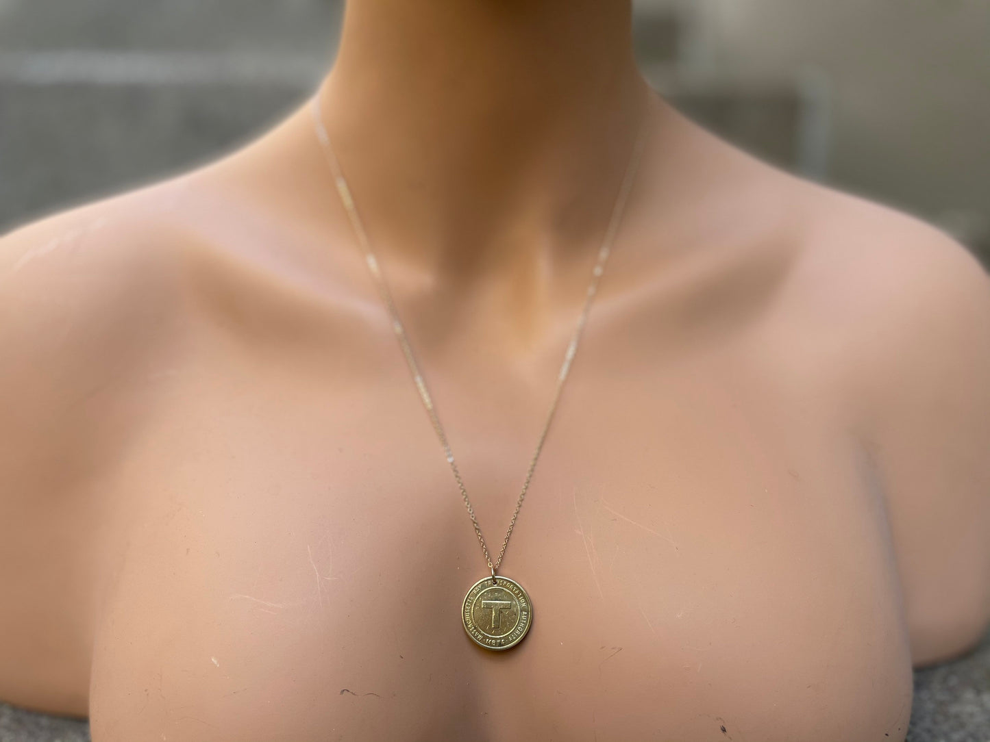 Boston Vintage T Train Token Necklace, Authentic, Antique, Massachusetts , Coin Necklace, Train Token