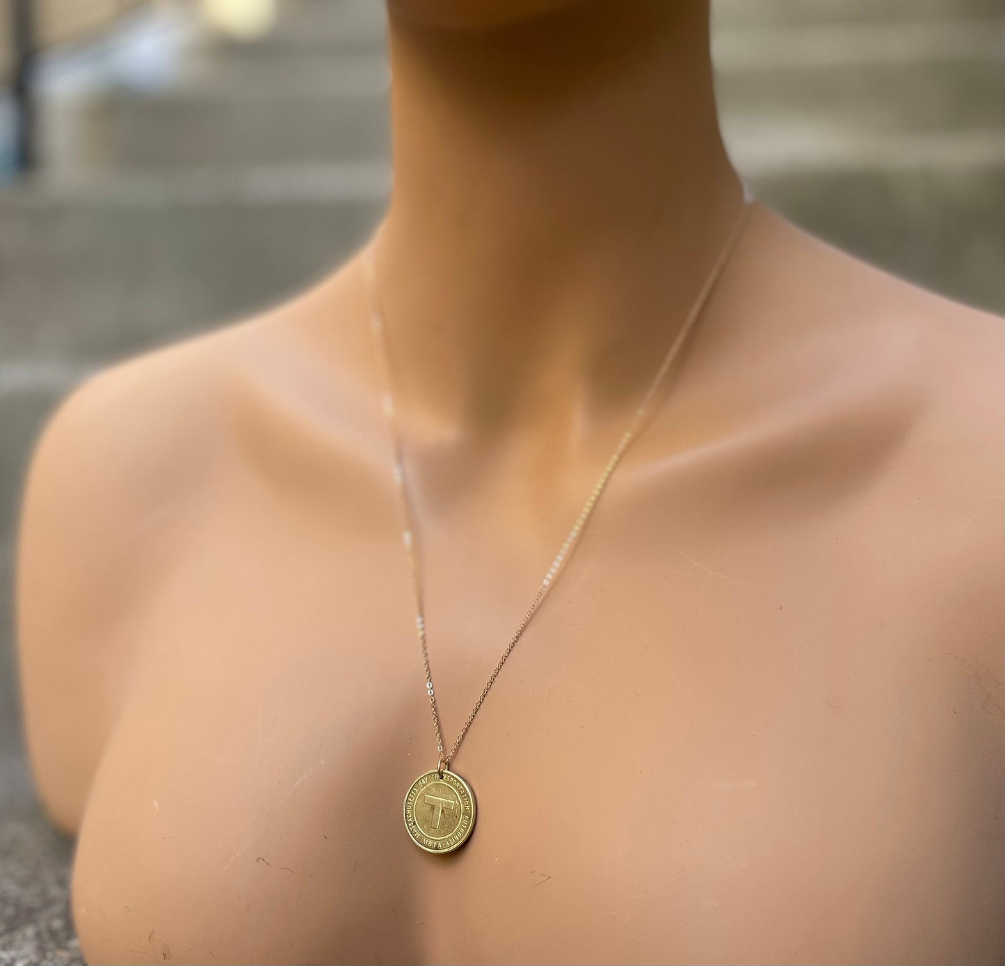 Boston Vintage T Train Token Necklace, Authentic, Antique, Massachusetts , Coin Necklace, Train Token