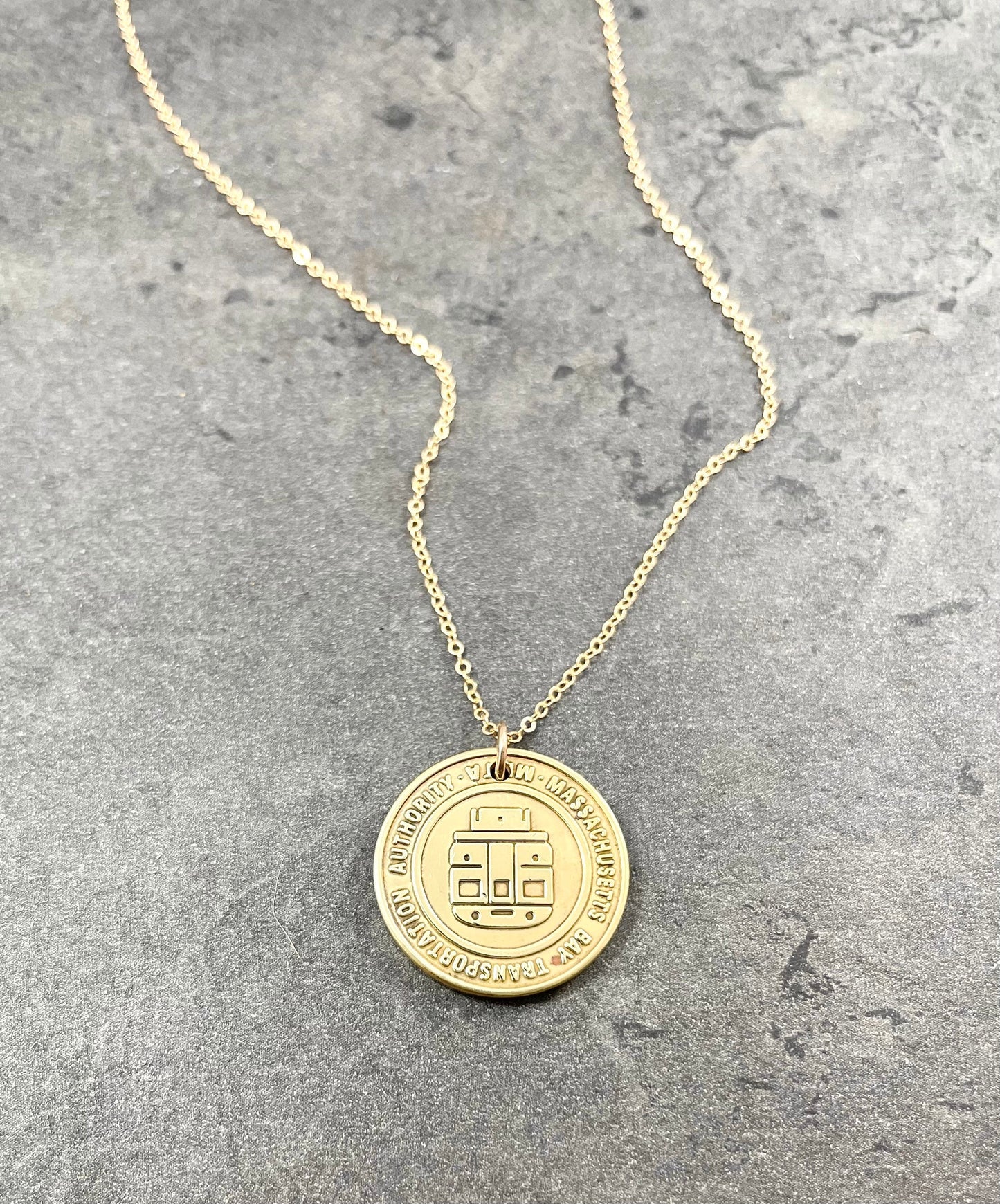 Boston Vintage T Train Token Necklace, Authentic, Antique, Massachusetts , Coin Necklace, Train Token
