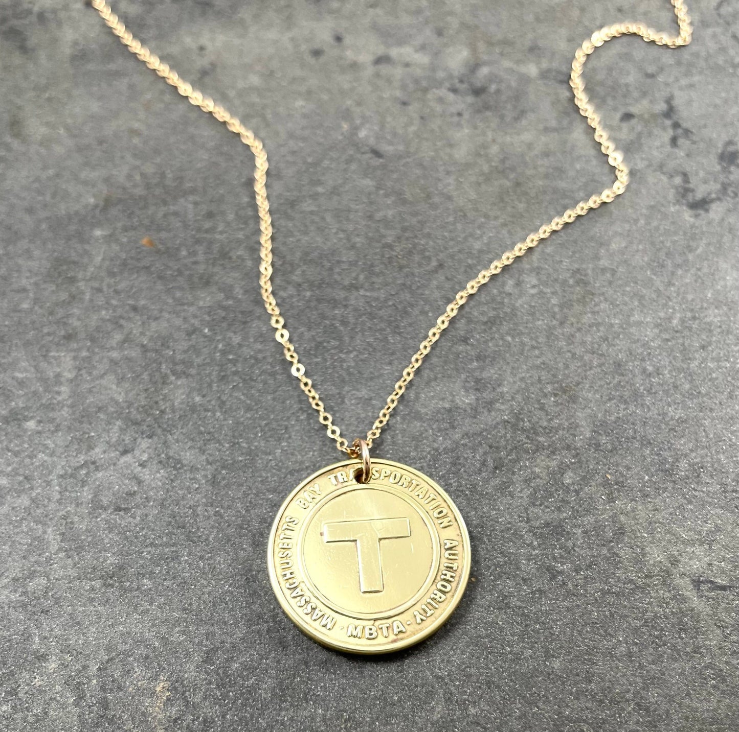 Boston Vintage T Train Token Necklace, Authentic, Antique, Massachusetts , Coin Necklace, Train Token