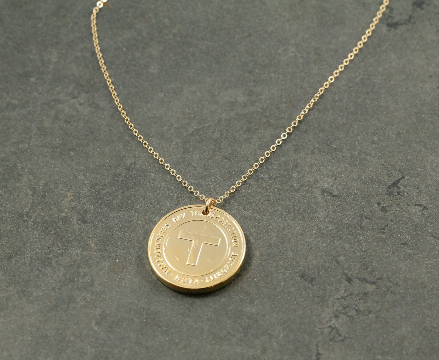 Boston Vintage T Train Token Necklace, Authentic, Antique, Massachusetts , Coin Necklace, Train Token