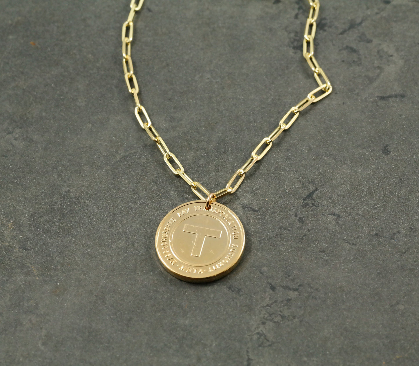 Boston Vintage T Train Token Necklace, Authentic, Antique, Massachusetts , Coin Necklace, Train Token