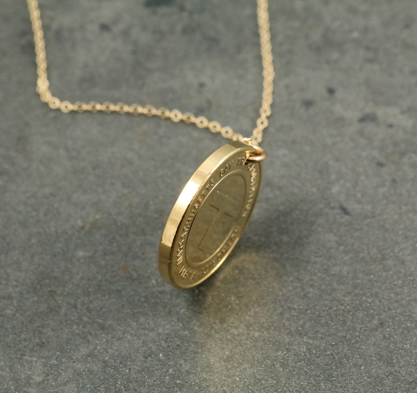 Boston Vintage T Train Token Necklace, Authentic, Antique, Massachusetts , Coin Necklace, Train Token