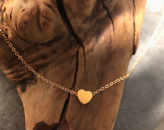 Gold Mini Heart Bead Necklace